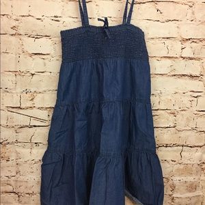 At Last Girls Denim Dress Strapless Summer Size S
